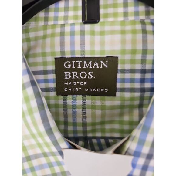 Gitman Bros Master Shirt Makers Vintage Green White Blue Men’s Shirt Size L USA - Picture 2 of 9